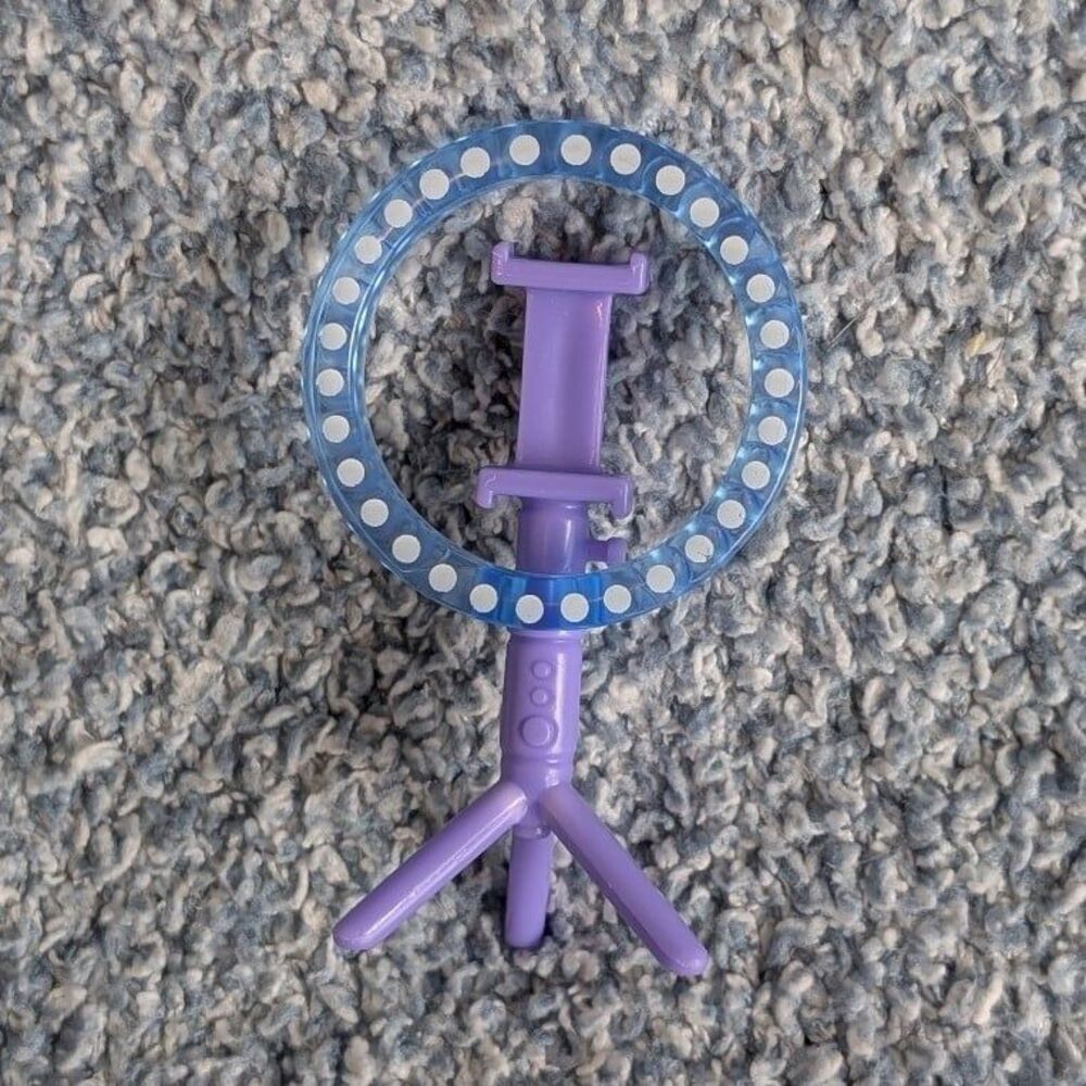 Fashion Doll Accessory Purple Blue Phone Ring Light Tripod